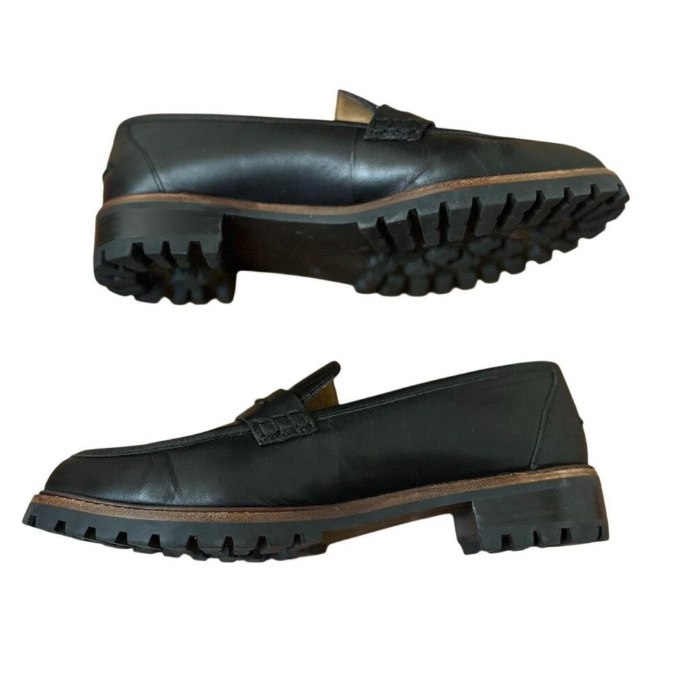 Madewell The Corinne Lugsole Loafer in True Black Leather Size 9 Women’s - Picture 5 of 8